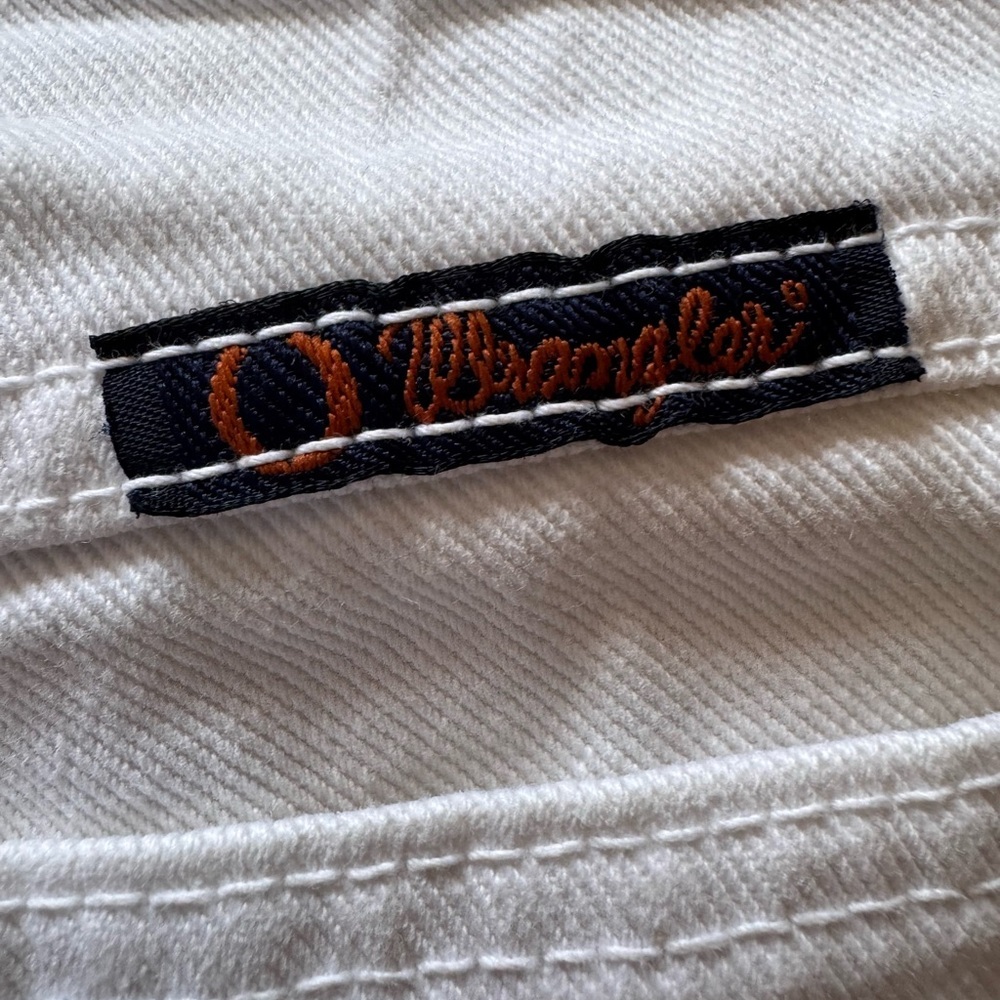 Wrangler Cowgirl Cut White Jeans 3/4 x 34 Bootcut 100% Cotton Made in Mexico - Picture 4 of 7